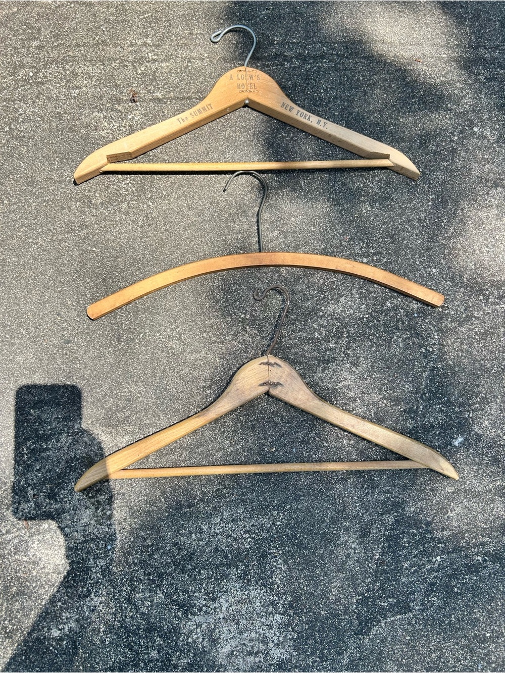 Vintage wooden clothes hangers, set of 3